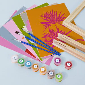 Malen nach Zahlen – 6-Leinwand-Set | Moderne Blumenmotive