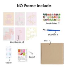 Laden Sie das Bild in den Galerie-Viewer, Malen nach Zahlen – 6-Leinwand-Set | Moderne Blumenmotive