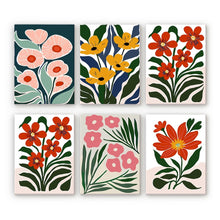 Laden Sie das Bild in den Galerie-Viewer, Malen nach Zahlen – 6-Leinwand-Set | Bunte Blumenmuster Figured&#39;Art