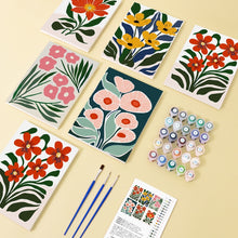 Laden Sie das Bild in den Galerie-Viewer, Malen nach Zahlen – 6-Leinwand-Set | Bunte Blumenmuster