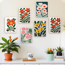 Laden Sie das Bild in den Galerie-Viewer, Malen nach Zahlen – 6-Leinwand-Set | Bunte Blumenmuster