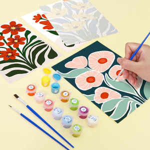 Malen nach Zahlen – 6-Leinwand-Set | Bunte Blumenmuster
