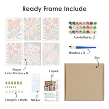 Laden Sie das Bild in den Galerie-Viewer, Malen nach Zahlen – 6-Leinwand-Set | Bunte Blumenmuster