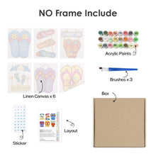 Laden Sie das Bild in den Galerie-Viewer, Mini Malen nach Zahlen 15x20cm (6 Stück) - Sommer-Flip-Flop-Schilder