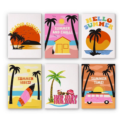 Malen nach Zahlen – 6-Leinwand-Set | Sommer-Strand-Poster Figured'Art