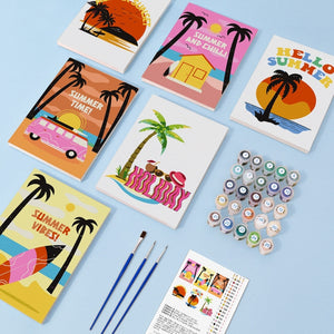 Malen nach Zahlen – 6-Leinwand-Set | Sommer-Strand-Poster