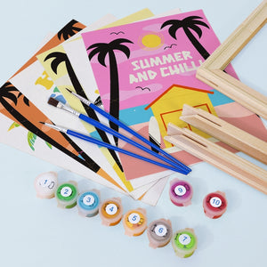 Malen nach Zahlen – 6-Leinwand-Set | Sommer-Strand-Poster
