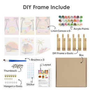 Malen nach Zahlen – 6-Leinwand-Set | Sommer-Strand-Poster