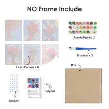 Laden Sie das Bild in den Galerie-Viewer, Malen nach Zahlen – 6-Leinwand-Set | Blumensträuße im Himmel