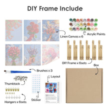 Laden Sie das Bild in den Galerie-Viewer, Malen nach Zahlen – 6-Leinwand-Set | Blumensträuße im Himmel