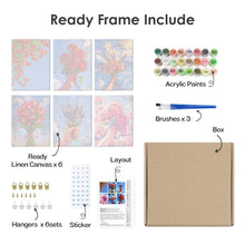 Laden Sie das Bild in den Galerie-Viewer, Malen nach Zahlen – 6-Leinwand-Set | Blumensträuße im Himmel