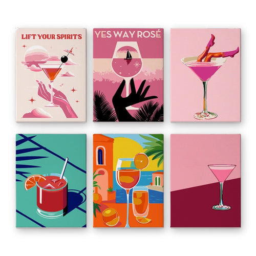 Malen nach Zahlen – 6-Leinwand-Set | Schicke Cocktail-Poster Figured'Art
