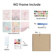 Laden Sie das Bild in den Galerie-Viewer, Mini Malen nach Zahlen 15x20cm (6 Stück) - Schicke Cocktail-Poster