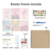 Laden Sie das Bild in den Galerie-Viewer, Mini Malen nach Zahlen 15x20cm (6 Stück) - Schicke Cocktail-Poster