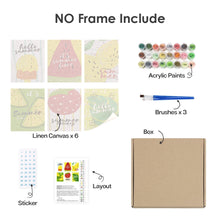 Laden Sie das Bild in den Galerie-Viewer, Mini Malen nach Zahlen 15x20cm (6 Stück) - Sommerliche Frucht-Illustrationen