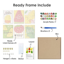 Laden Sie das Bild in den Galerie-Viewer, Mini Malen nach Zahlen 15x20cm (6 Stück) - Sommerliche Frucht-Illustrationen
