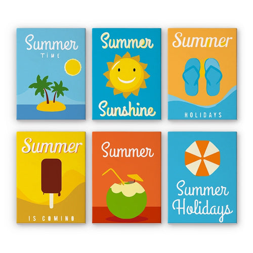 Malen nach Zahlen – 6-Leinwand-Set | Sommer-Urlaubs-Poster Figured'Art