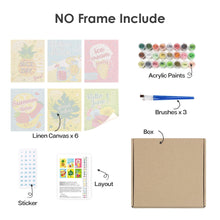 Laden Sie das Bild in den Galerie-Viewer, Mini Malen nach Zahlen 15x20cm (6 Stück) - Good Vibes Sommer