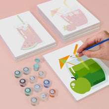 Laden Sie das Bild in den Galerie-Viewer, Mini Malen nach Zahlen 15x20cm (6 Stück) - Fruchtige Getränke