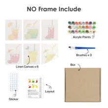 Laden Sie das Bild in den Galerie-Viewer, Mini Malen nach Zahlen 15x20cm (6 Stück) - Fruchtige Getränke