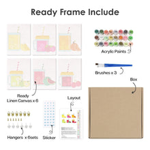 Laden Sie das Bild in den Galerie-Viewer, Mini Malen nach Zahlen 15x20cm (6 Stück) - Fruchtsäfte im Einmachglas