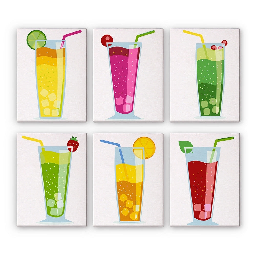 Malen nach Zahlen – 6-Leinwand-Set | Sprudelnde Fruchtgetränke Figured'Art