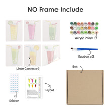 Laden Sie das Bild in den Galerie-Viewer, Mini Malen nach Zahlen 15x20cm (6 Stück) - Sprudelnde Fruchtgetränke