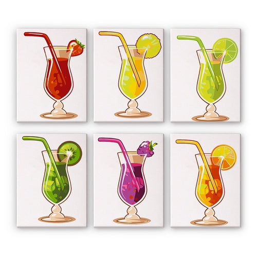 Malen nach Zahlen – 6-Leinwand-Set | Frucht-Cocktails Figured'Art