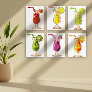 Malen nach Zahlen – 6-Leinwand-Set | Frucht-Cocktails