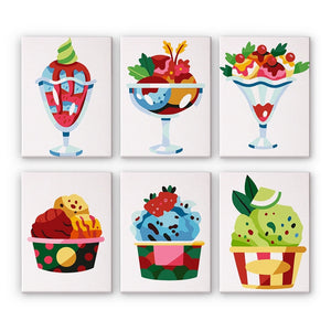 Malen nach Zahlen – 6-Leinwand-Set | Eiscreme-Sundaes Figured'Art