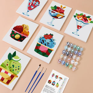 Malen nach Zahlen – 6-Leinwand-Set | Eiscreme-Sundaes
