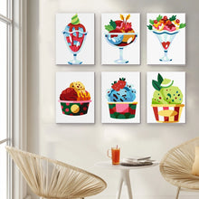 Laden Sie das Bild in den Galerie-Viewer, Malen nach Zahlen – 6-Leinwand-Set | Eiscreme-Sundaes
