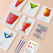 Laden Sie das Bild in den Galerie-Viewer, Mini Malen nach Zahlen 15x20cm (6 Stück) - Bunte Cocktails