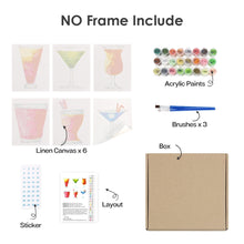 Laden Sie das Bild in den Galerie-Viewer, Mini Malen nach Zahlen 15x20cm (6 Stück) - Bunte Cocktails