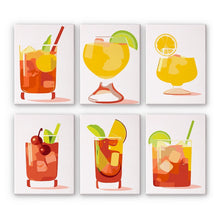 Laden Sie das Bild in den Galerie-Viewer, Malen nach Zahlen – 6-Leinwand-Set | Tropische Cocktails Figured&#39;Art