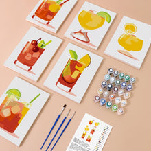 Laden Sie das Bild in den Galerie-Viewer, Malen nach Zahlen – 6-Leinwand-Set | Tropische Cocktails
