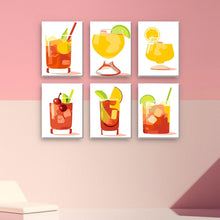 Laden Sie das Bild in den Galerie-Viewer, Malen nach Zahlen – 6-Leinwand-Set | Tropische Cocktails