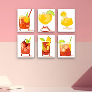 Malen nach Zahlen – 6-Leinwand-Set | Tropische Cocktails