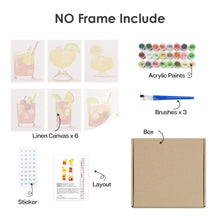 Laden Sie das Bild in den Galerie-Viewer, Mini Malen nach Zahlen 15x20cm (6 Stück) - Tropische Cocktails