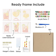 Laden Sie das Bild in den Galerie-Viewer, Mini Malen nach Zahlen 15x20cm (6 Stück) - Tropische Cocktails