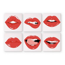 Laden Sie das Bild in den Galerie-Viewer, Malen nach Zahlen – 6-Leinwand-Set | Rote Lippen Figured&#39;Art