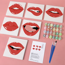 Laden Sie das Bild in den Galerie-Viewer, Malen nach Zahlen – 6-Leinwand-Set | Rote Lippen