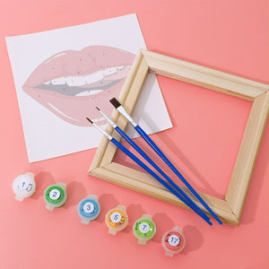 Malen nach Zahlen – 6-Leinwand-Set | Rote Lippen