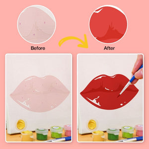 Malen nach Zahlen – 6-Leinwand-Set | Rote Lippen