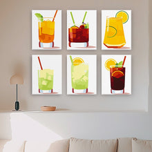 Laden Sie das Bild in den Galerie-Viewer, Malen nach Zahlen – 6-Leinwand-Set | Sommerliche Bunte Cocktails