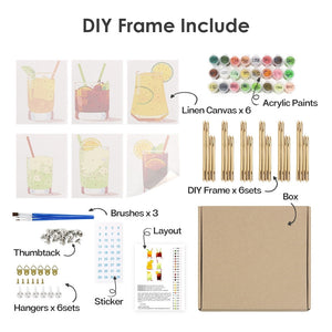 Malen nach Zahlen – 6-Leinwand-Set | Sommerliche Bunte Cocktails