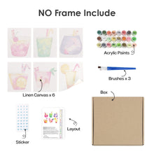 Laden Sie das Bild in den Galerie-Viewer, Mini Malen nach Zahlen 15x20cm (6 Stück) - Bunte Tropengetränke