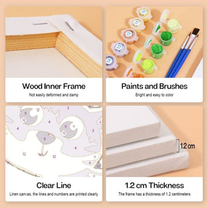 Malen nach Zahlen – 6-Leinwand-Set | Niedliche Tiere