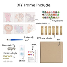 Laden Sie das Bild in den Galerie-Viewer, Malen nach Zahlen – 6-Leinwand-Set | Niedliche Tiere