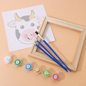 Malen nach Zahlen – 6-Leinwand-Set | Niedliche Tiergesichter